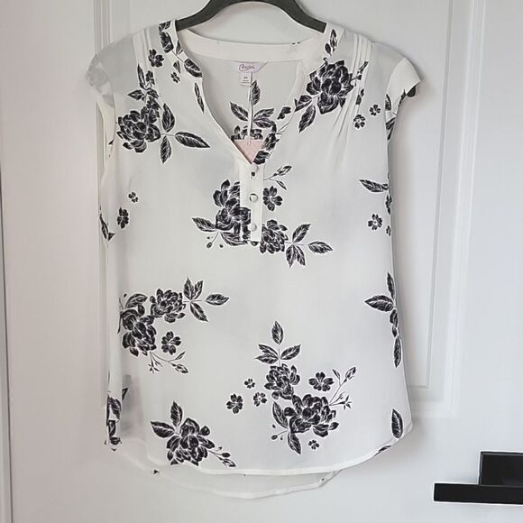 Candie's Tops - Candie's Black and White Floral Sheer Sleeveless Top- Size XS
